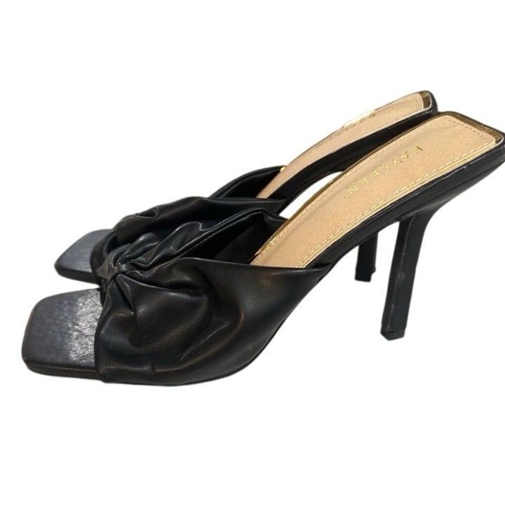 KAYLEEN BY LOS ANGELES Women’s Black Twist Mule Heels Size 9